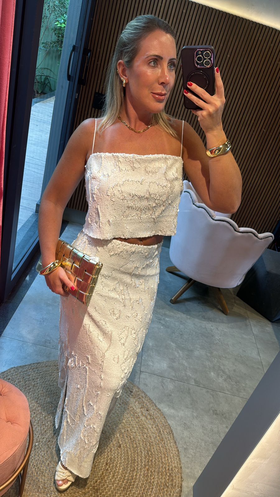 Saia midi Francesca paetê
