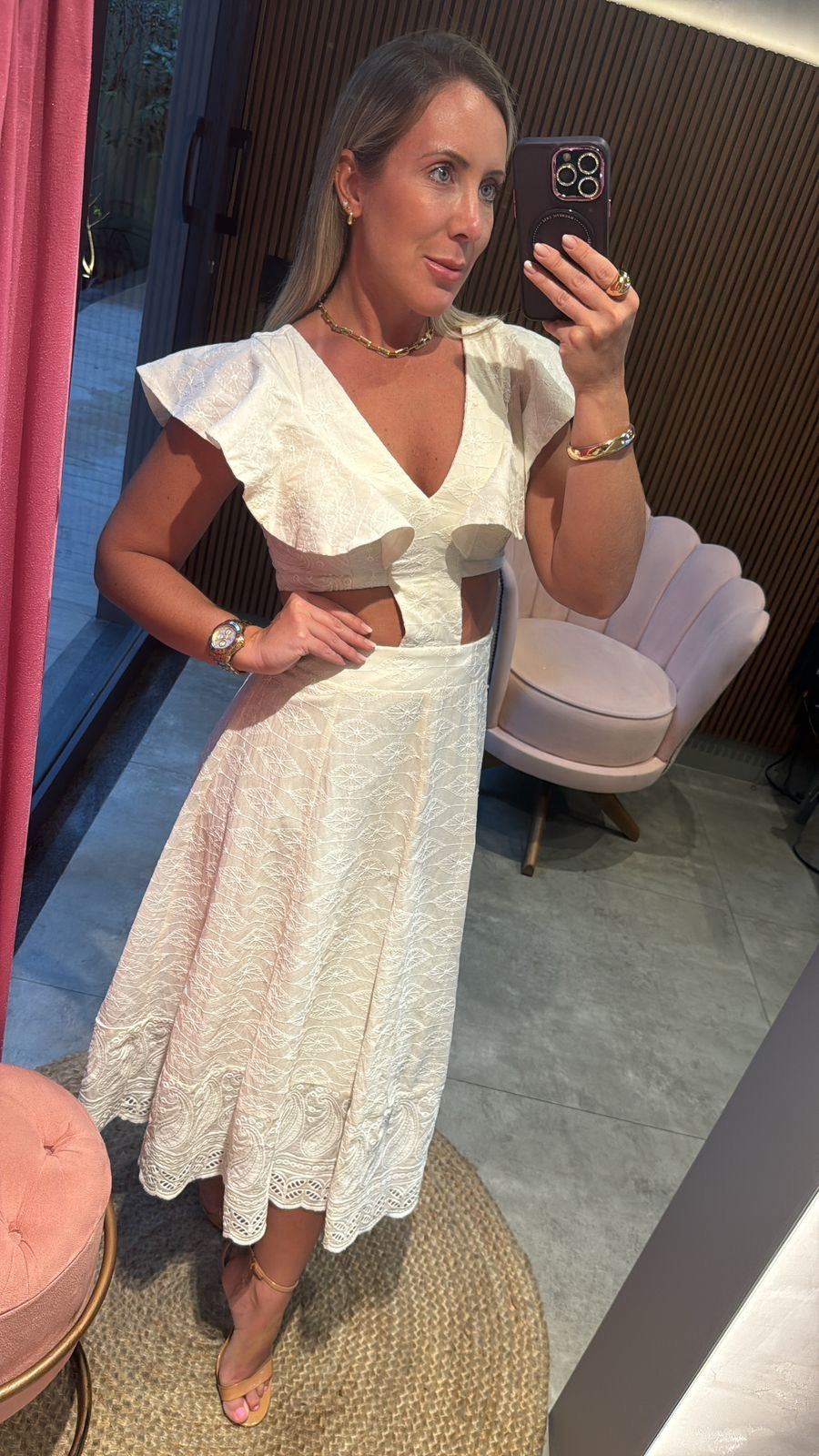 Vestido midi bordado