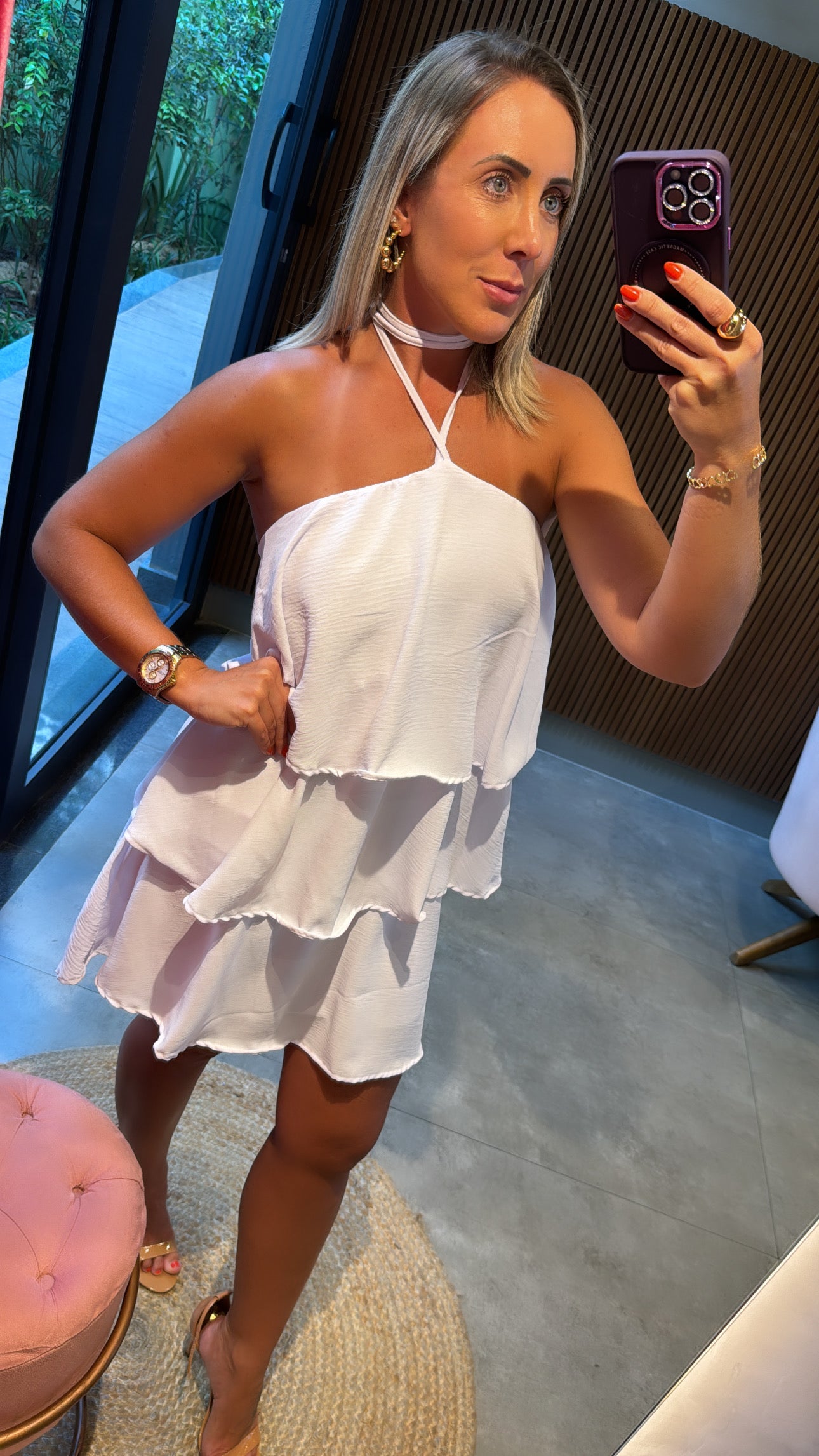 Vestido babado frente unica