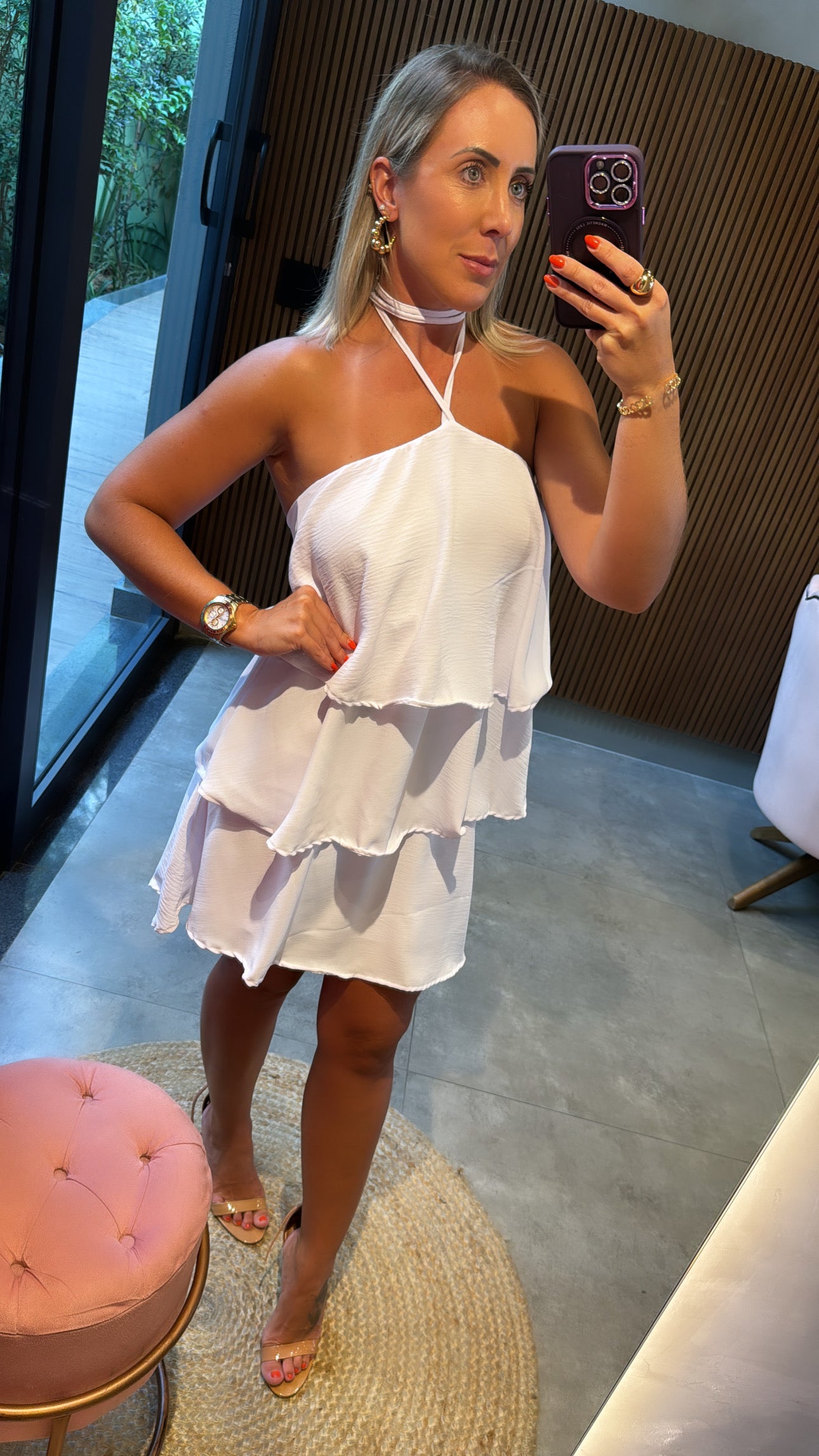 Vestido babado frente unica