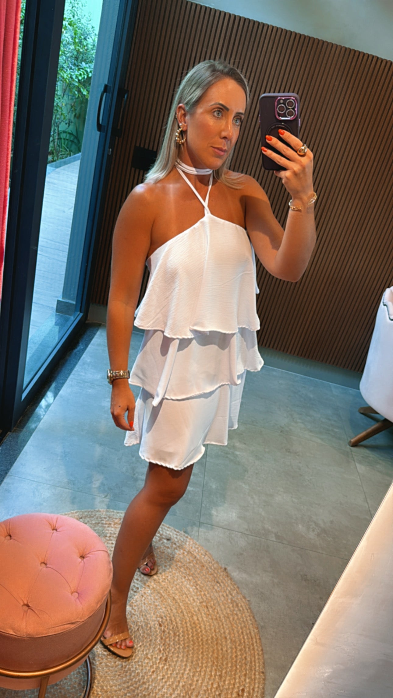 Vestido babado frente unica