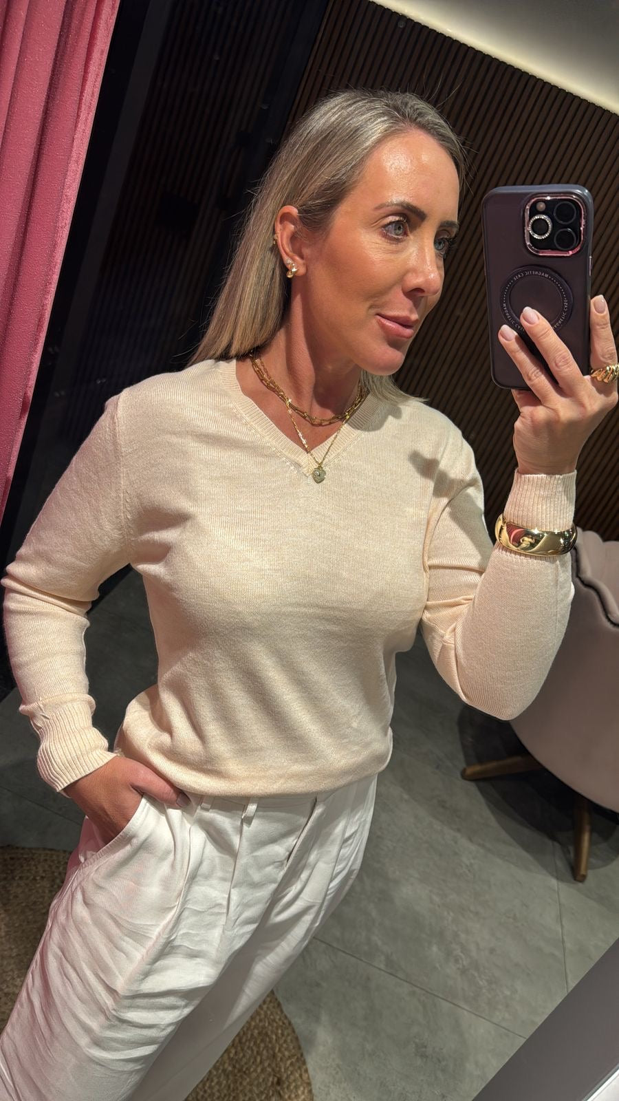 Blusa modal gola V