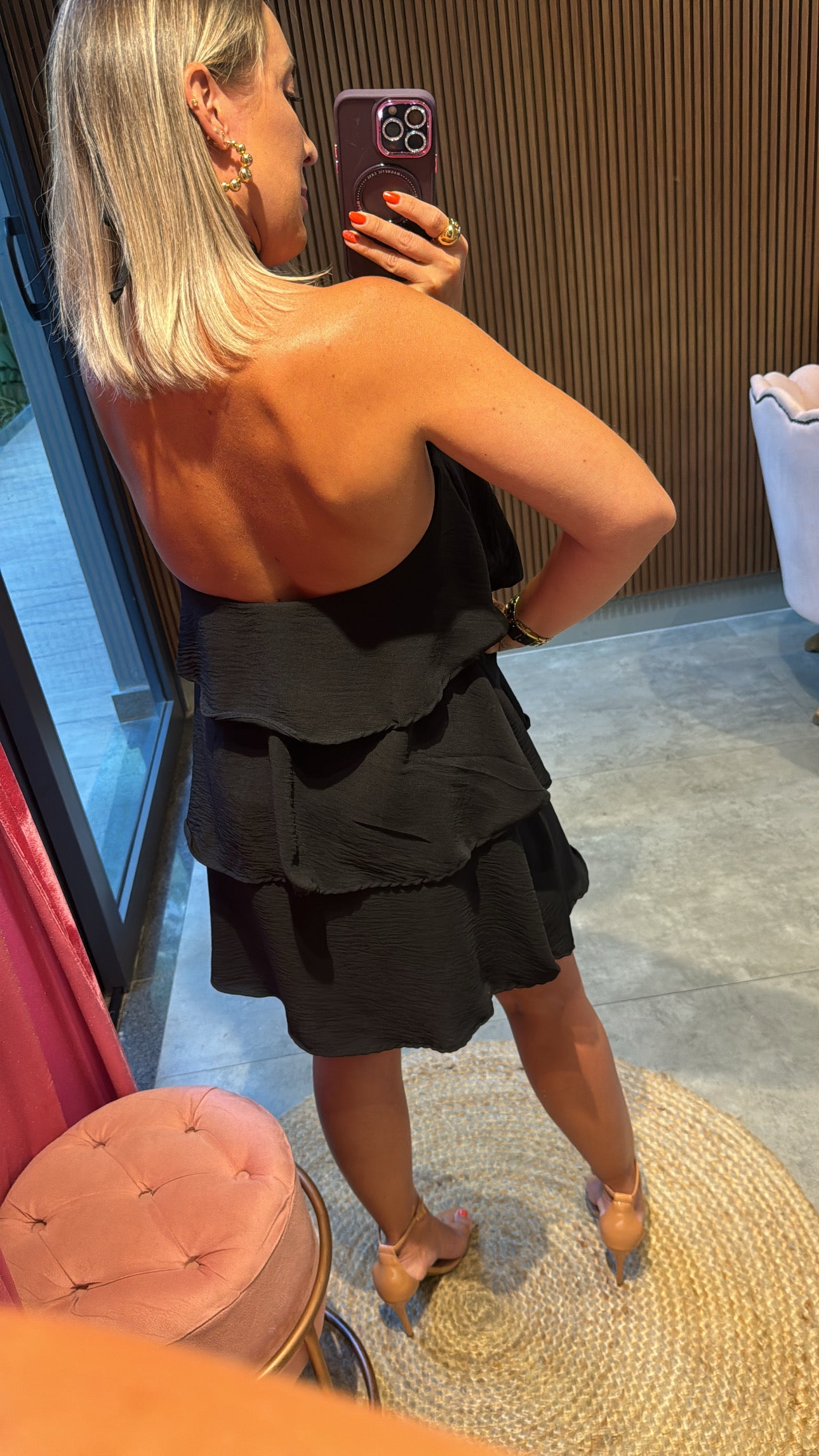 Vestido babado frente unica