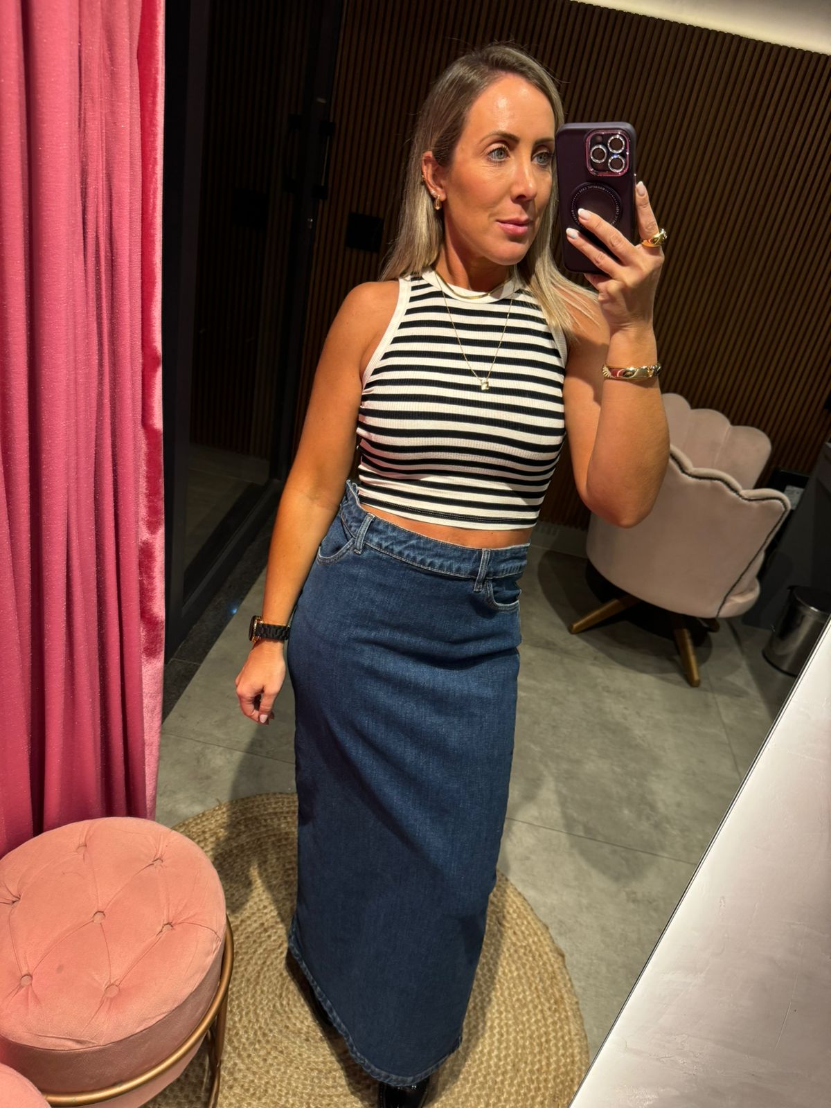 Saia midi jeans