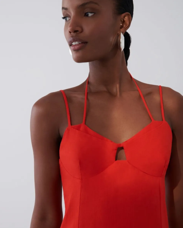 Vestido busto duplo em linho