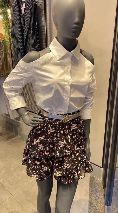 Camisa tricoline ombro a ombro