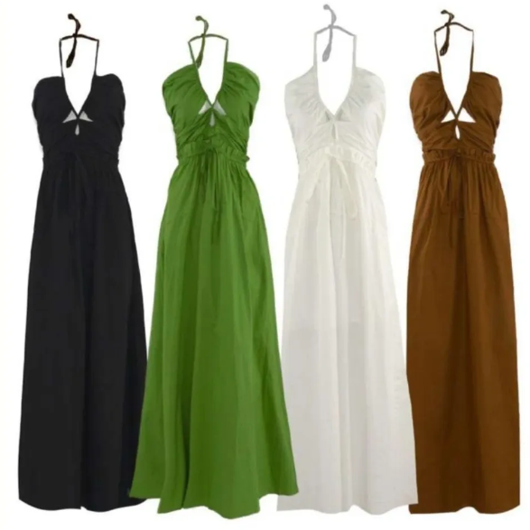 Vestido em Tricoline Acetinado com lastex nas costas