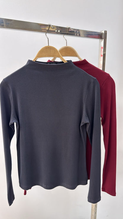 Blusa canelada topázio manga