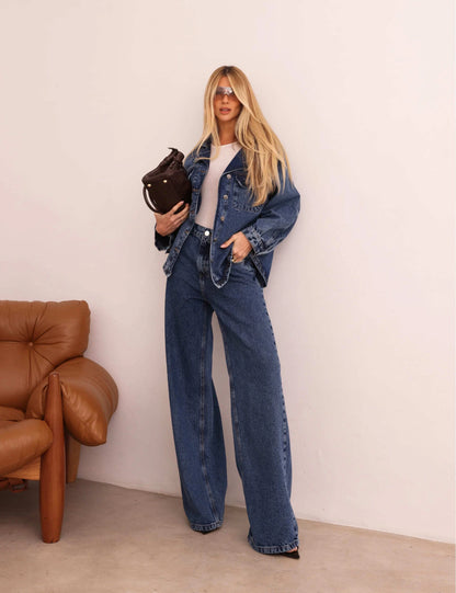 Calça jeans wide leg Pandora