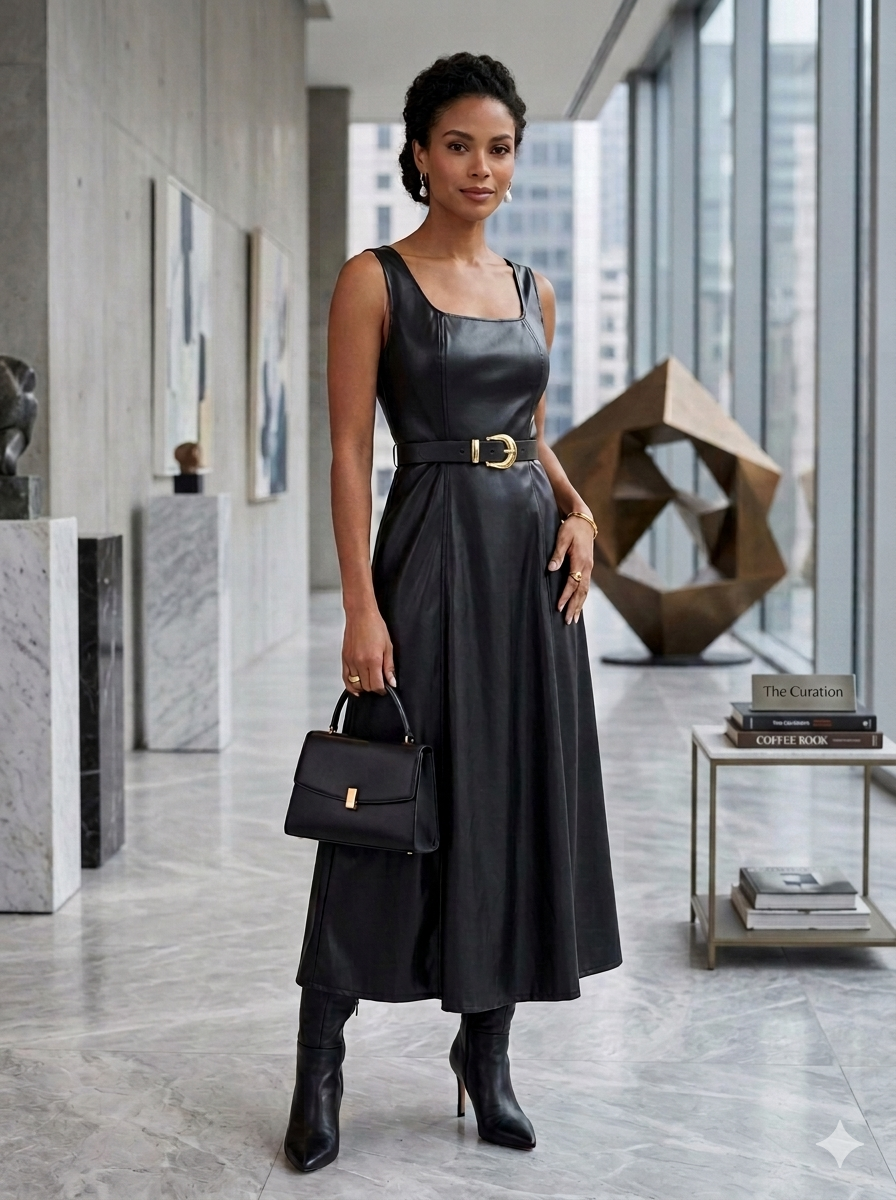 Vestido Couro midi