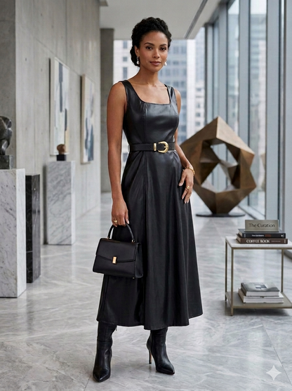 Vestido Couro midi