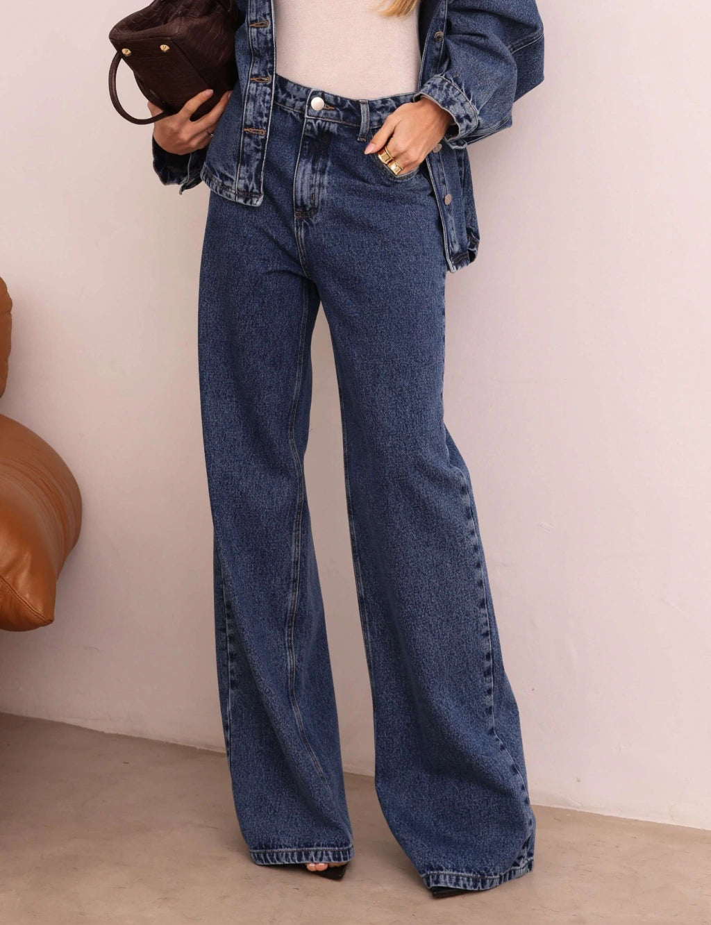Calça jeans wide leg Pandora