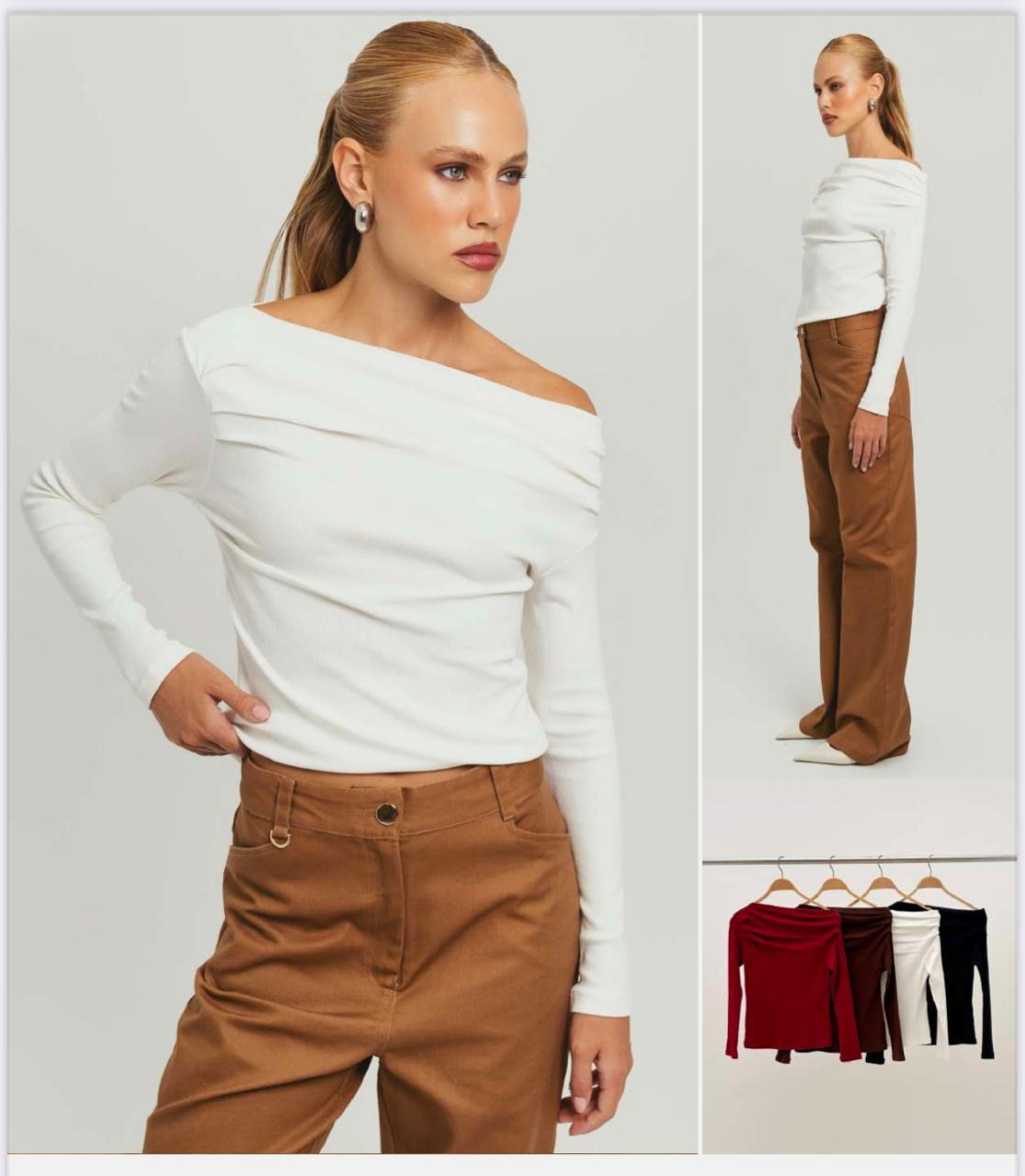 Blusa canelada pregas