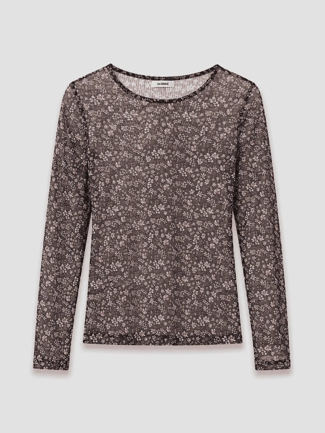 Blusa manda longa tule floral