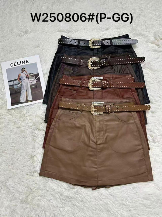 Short saia couro