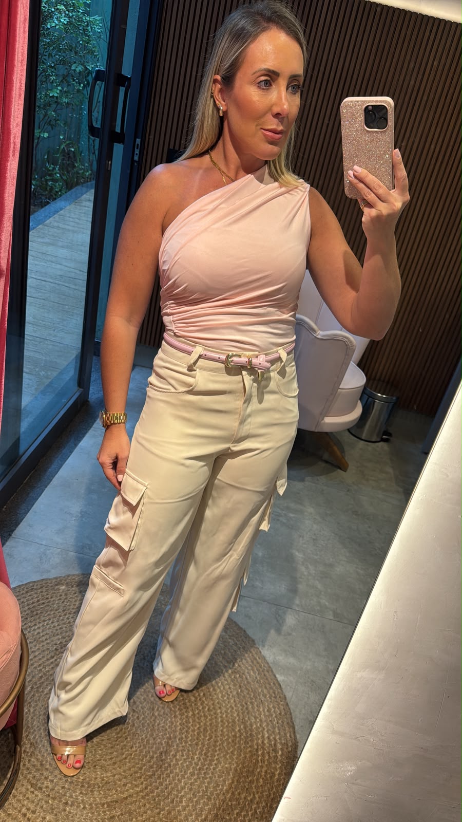 Blusa ombro só poliamida pregas