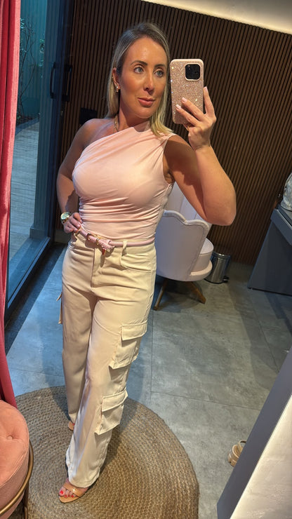 Blusa ombro só poliamida pregas