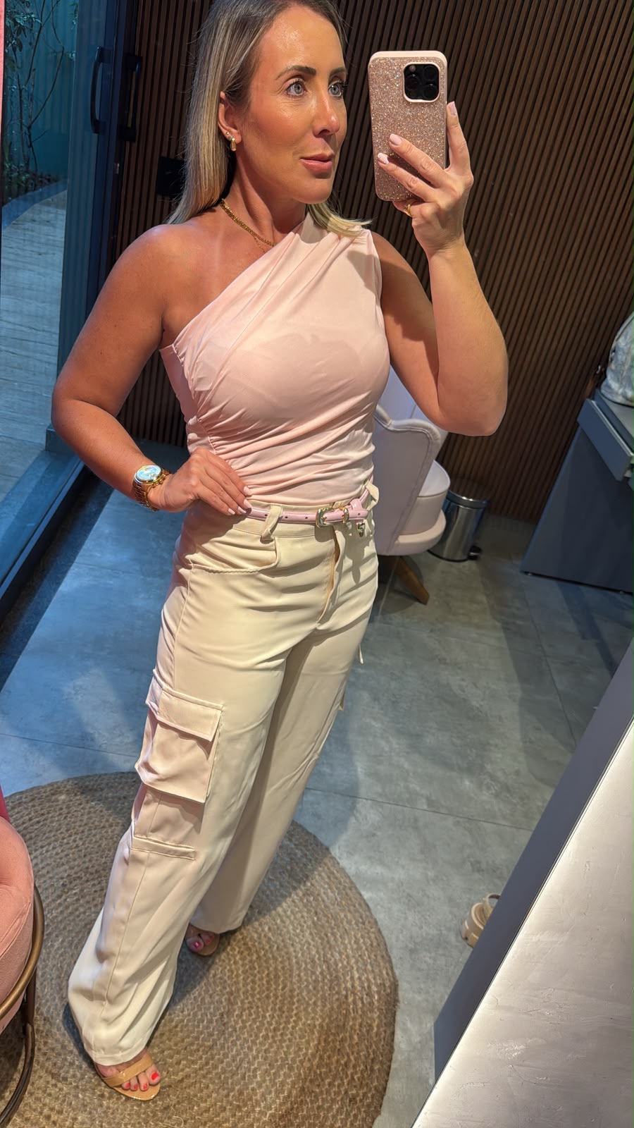 Blusa ombro só poliamida pregas